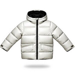 Cozy Puffer White Puffer Full Zip Jacket with Hood Toddler Size 3T